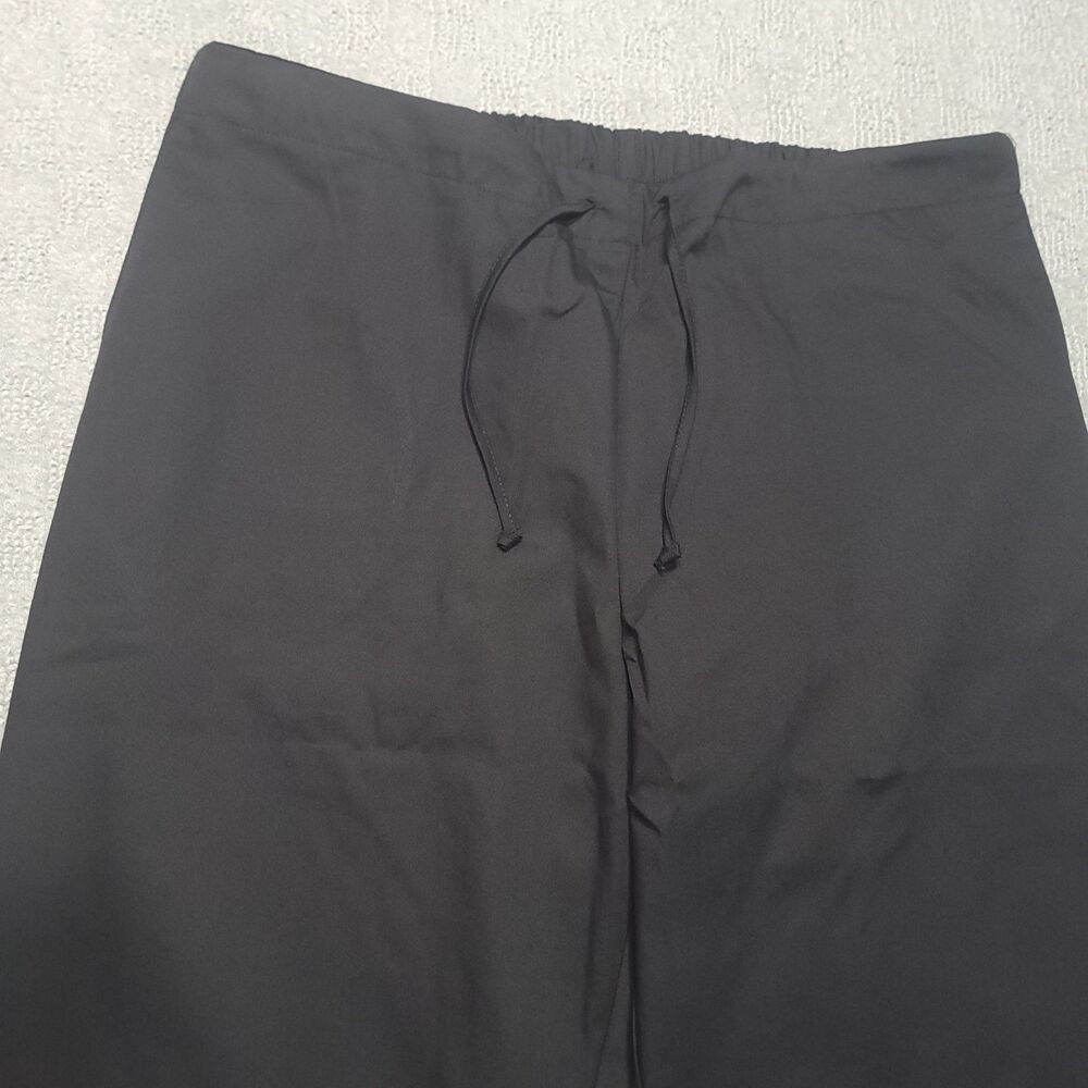 3-2-1 Scrubs White Cross Petite Womens M Pants BootCut Drawstring Black Pockets - Picture 4 of 13